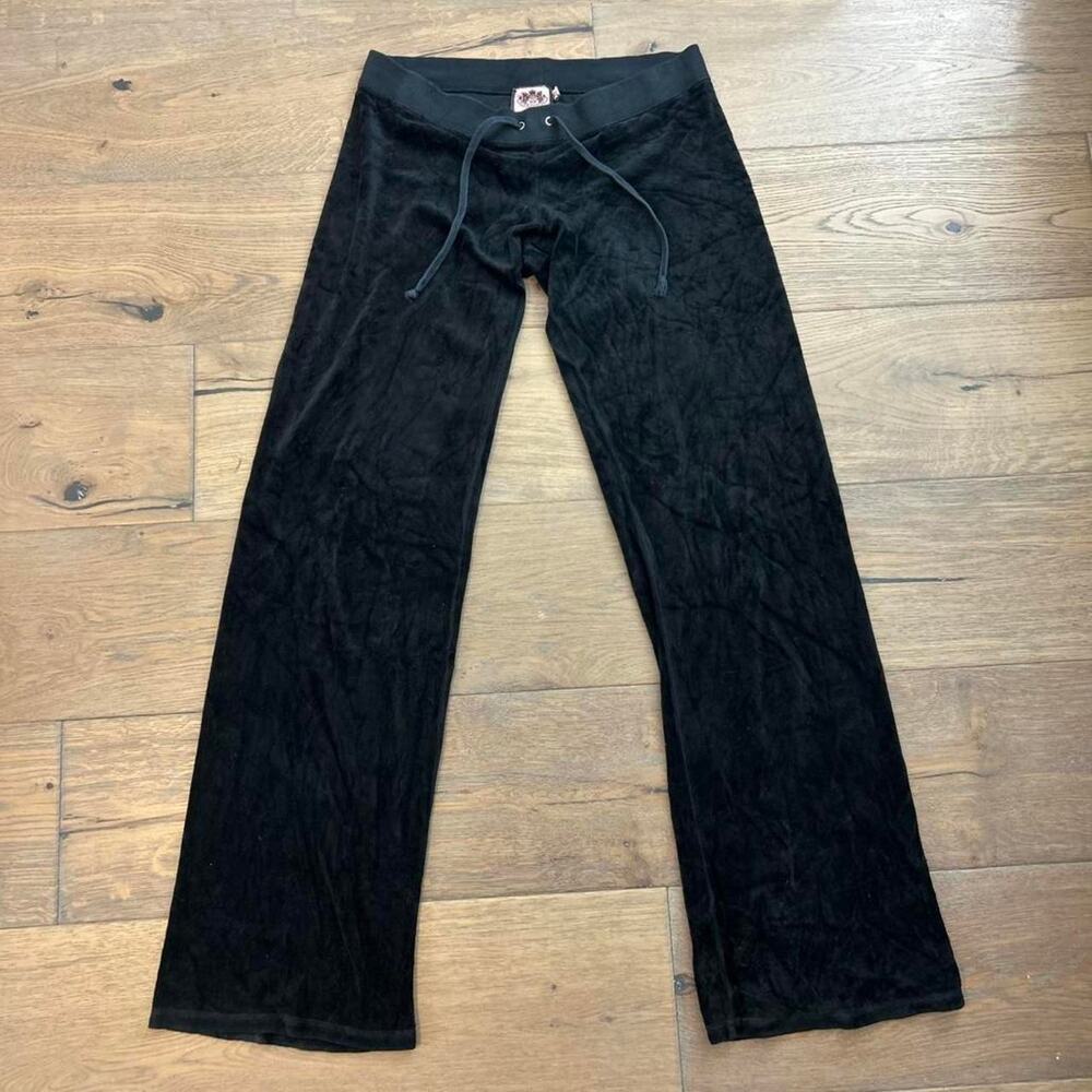 Vintage juicy couture black low rise flare tracksuit pants